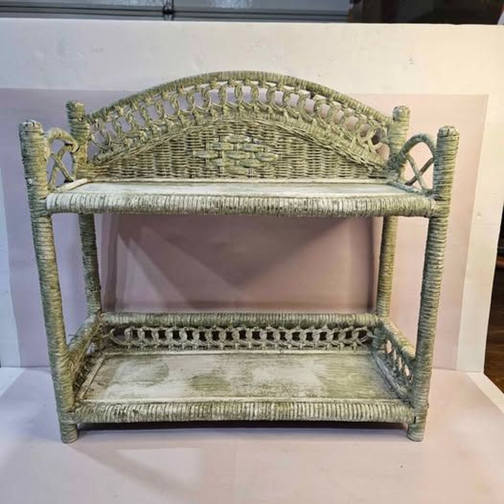 Vintage 2-Tier Wicker Wall Shelf